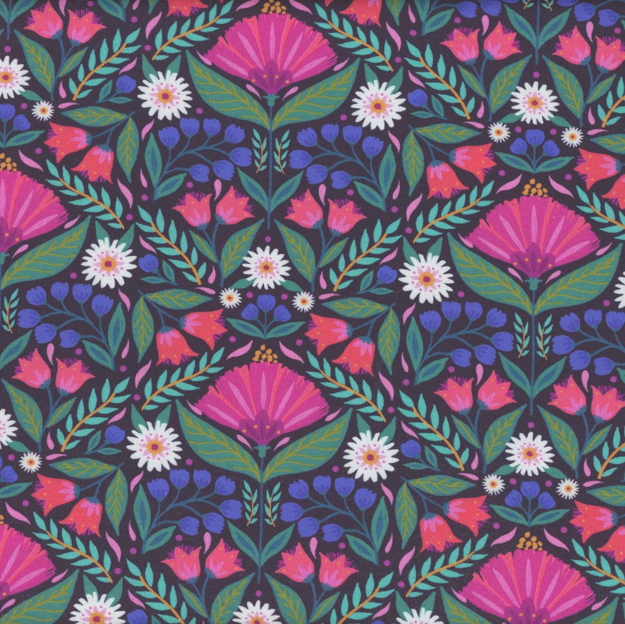 Windham Fabrics Jess Phoenix Dayspring Midnight Botanica